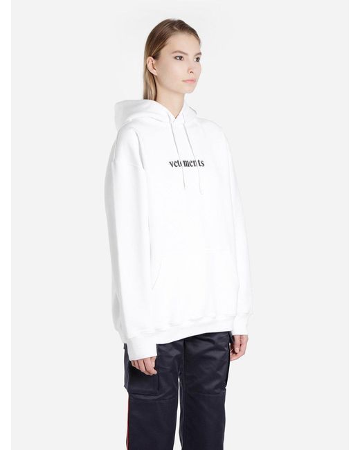 Vetements White Logo Hooded Sweater