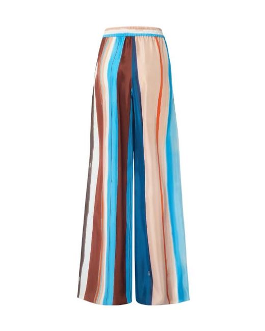 Fendi Blue Multicolour Silk Striped Trousers