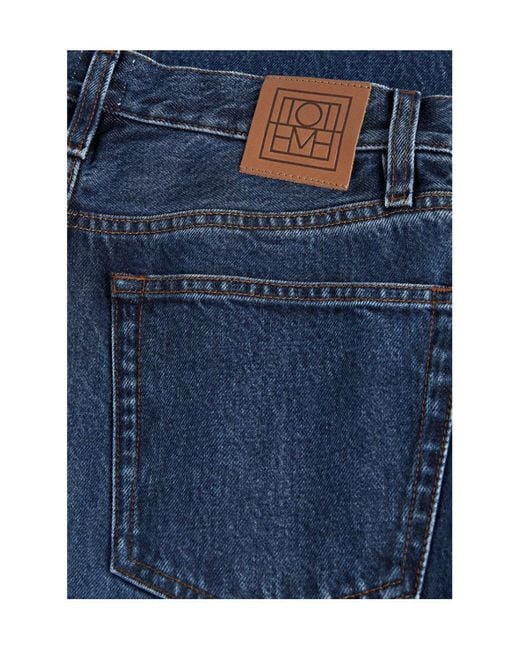 Totême  Blue Totême Logo Patch High-Waisted Jeans