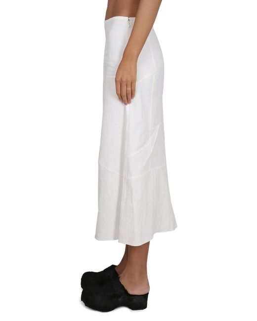 Jil Sander White High-Waist Flared Midi Skirt