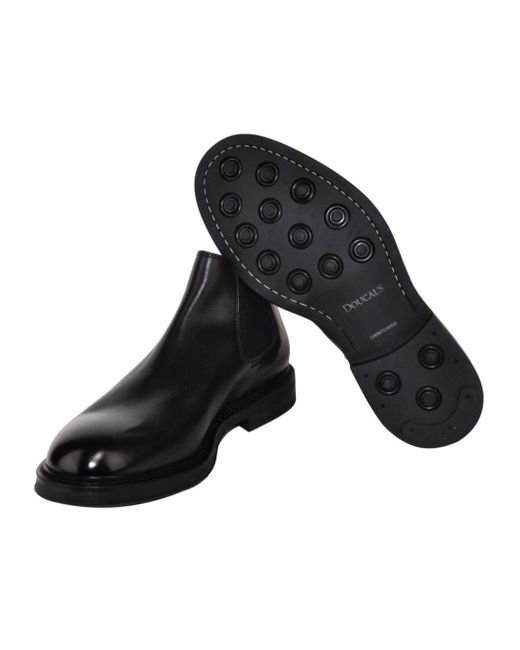 Doucal's Black Round-Toe Slip-On Boots for men