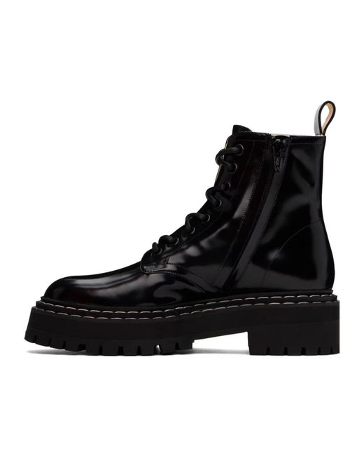 Proenza Schouler Black Short Boots With Raised Soles And Lace