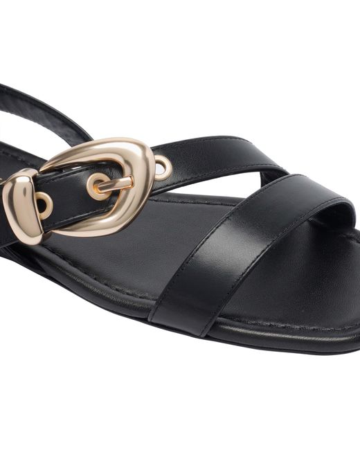 Stuart Weitzman Black Buckle Flat Sandals