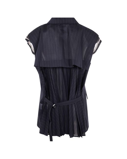 Sacai Blue Storm Flap Pinstriped Waistcoat