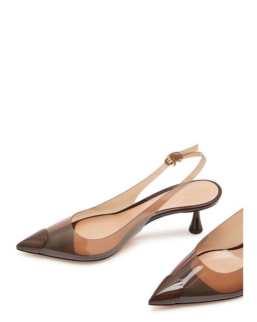 Gianvito Rossi Natural Patent Leather And Pvc Slingback Pumps