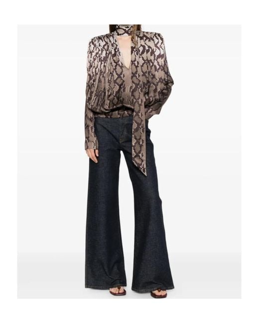Stella McCartney Brown Tie Snake Print Top