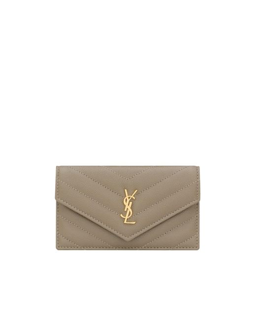 Saint Laurent Gray Cassandre Fragments Flap Card Case