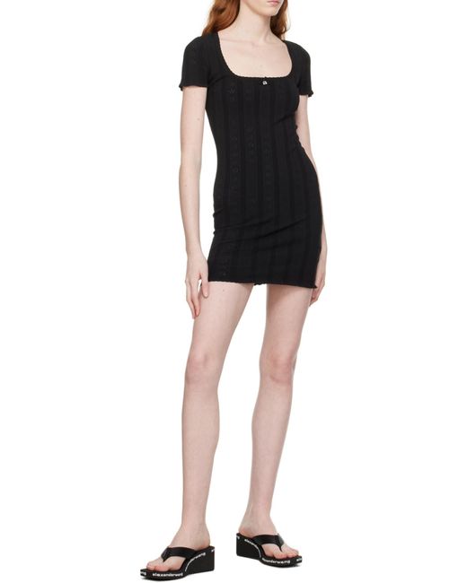 Alexander Wang Black Pointelle-Knit T-Shirt Dress