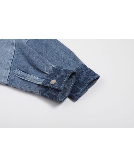 LIU REGALI Blue Stitched Long-Sleeved Denim Shirt