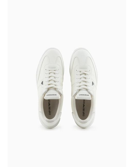 Emporio Armani White Round-Toe Low-Top Casual Shoes for men