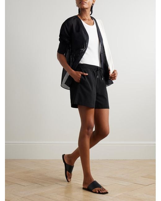 Theory Black Wool-Blend Shorts