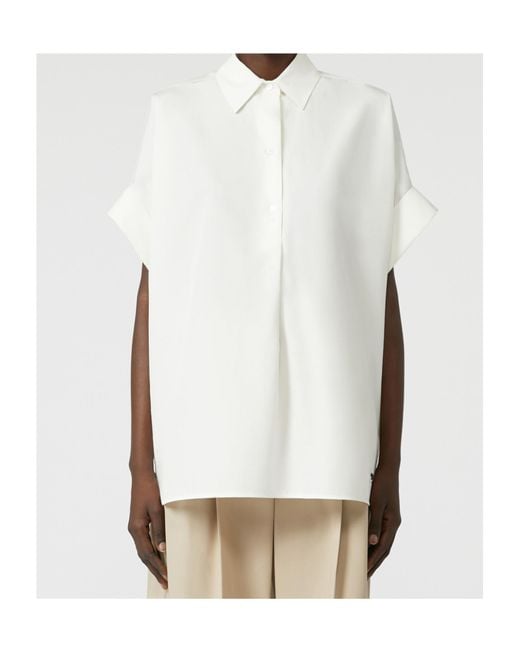 Weekend by Maxmara Blue Ardea Straight Cotton Poplin Shirt