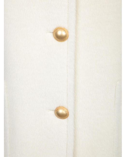 Tagliatore White Golden Button Alpaca Coat