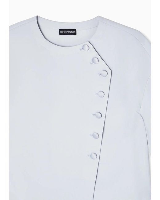 Emporio Armani White Button Round-Neck Shirt