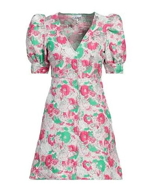 Ganni Pink Printed Flared Skirt