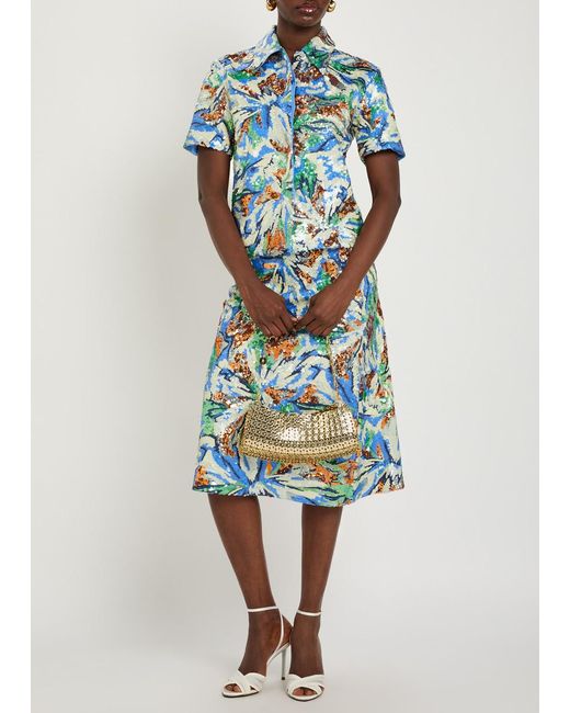 Rabanne Blue Sequin-Embellished Shirt