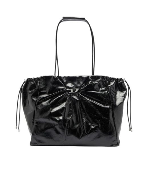 DIESEL Black Scrunch-D Drawstring-Detail Shoulder Bag