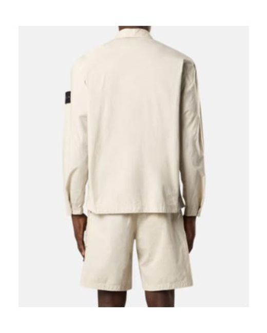 Stone Island White Logo Patch Long Sleeved Overshirt for men