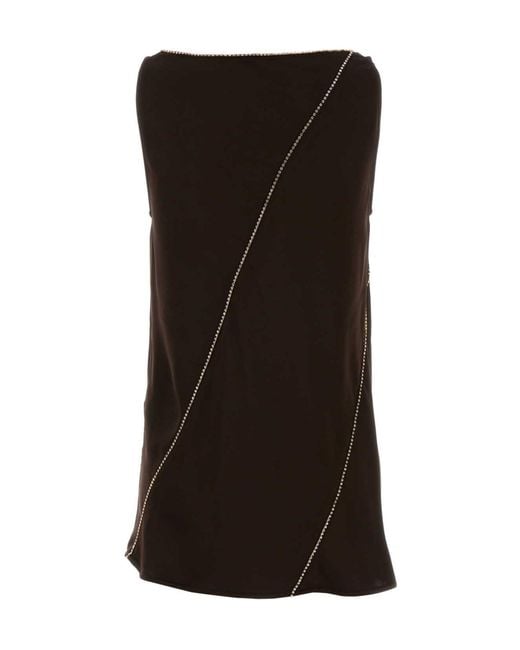 Jil Sander Black V-Neck Embellished Top