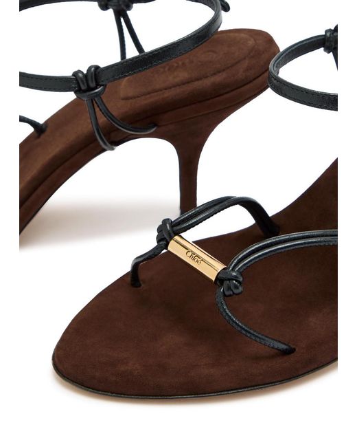 Chloé Brown Solid Leather And Suede Sandals