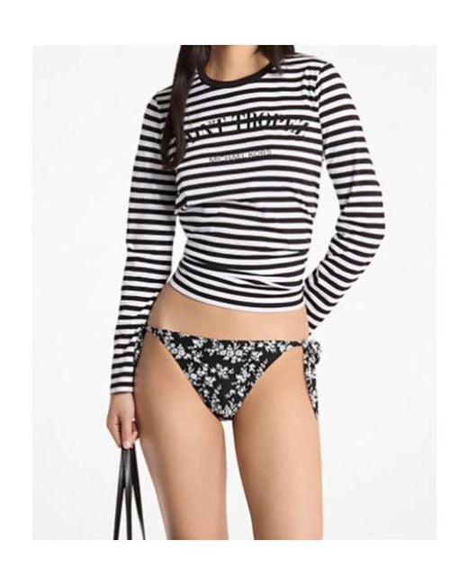 MICHAEL Michael Kors Black Embroidered Stripe T-Shirt