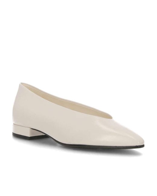 Loro Piana White Rebecca Pointed-Toe Ballerina Shoes
