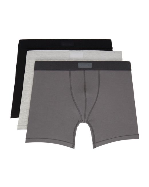 Skims Gray Logo Boxer Briefs Three-Pack for men