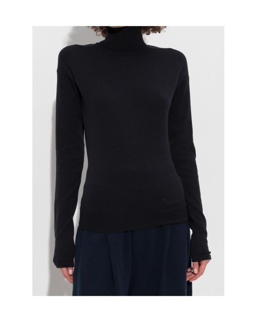 DSquared² Blue Logo Embroidered High Neck Jumper