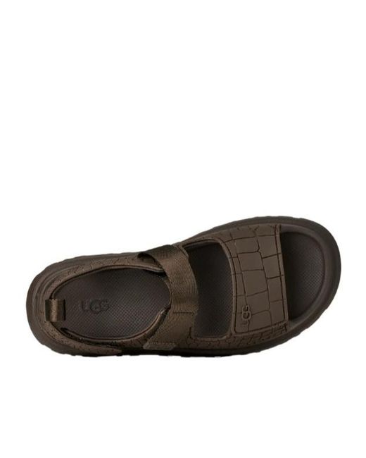Ugg Brown Goldenglow Embossed Platform Sandals