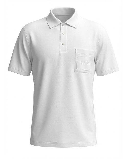 Gucci White Pocket Detailed Short-Sleeve Polo Shirt for men