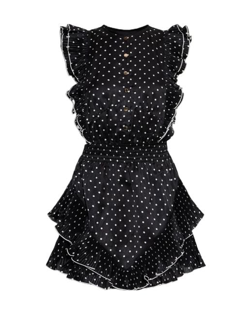 Self-Portrait Black Polka-Dot Mini Dress