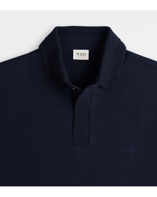 Tod's Blue Cotton Polo Shirt for men