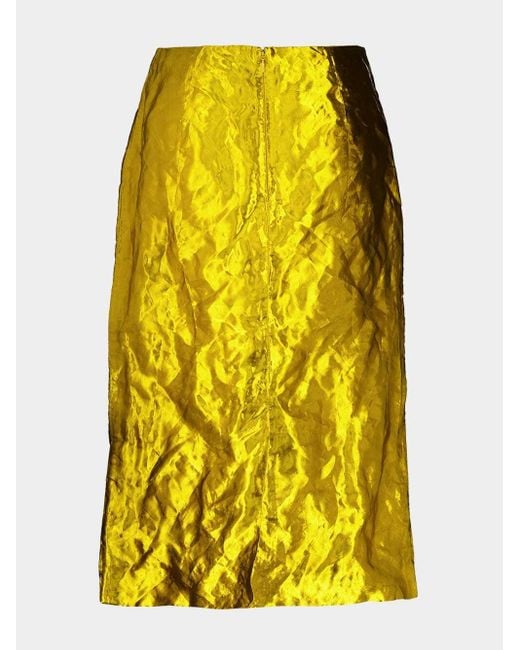 Gabriela Hearst Yellow Manuela Metallic-Effect Midi Skirt
