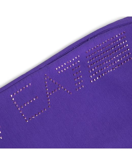 EA7 Purple Drawstring Waist-Edge Sweatpants