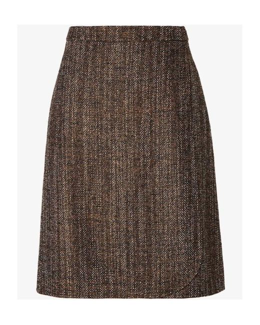Fendi Brown Midi Wrap Tweed Skirt