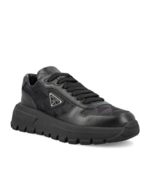 Prada Black Prax01 Re-Nylon Lace-Up Sneakers