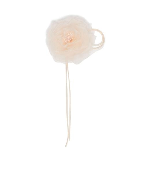 Max Mara White Mxario Floral-Appliqué Brooch