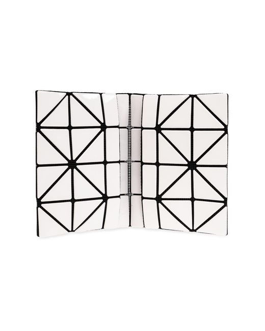 Issey Miyake White High-Shine Geometric-Design Cardholder for men