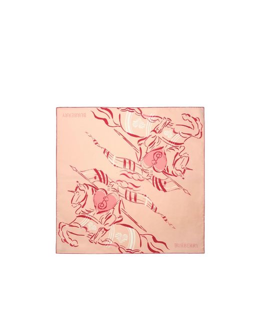 Burberry Pink Heart Knight Silk Scarf