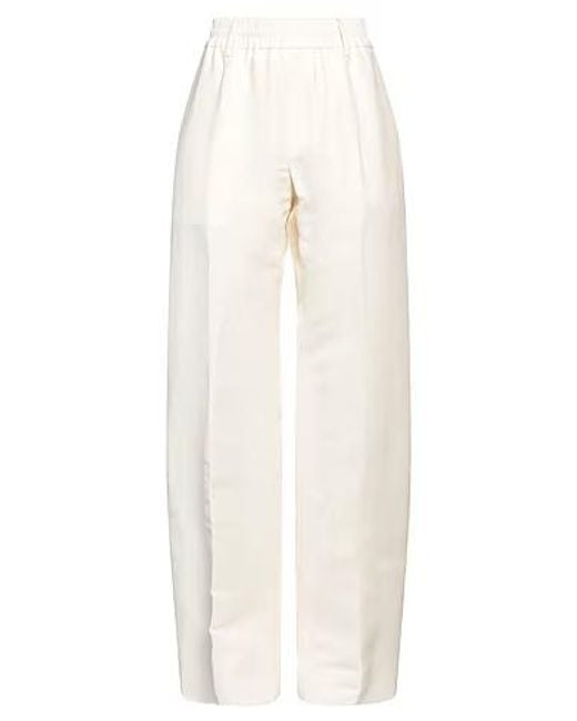 Burberry White Drawstring Straight-Leg Pants