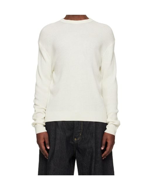 Studio Nicholson White Portland Long-Sleeved Knit Sweater for men