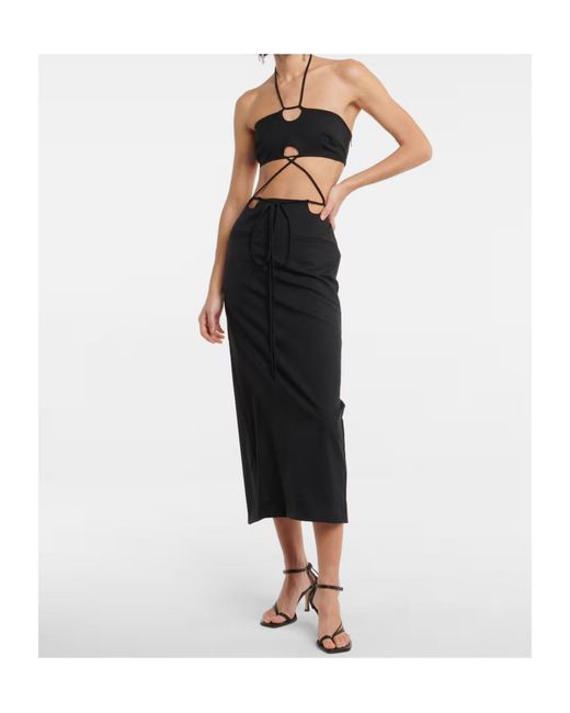 Christopher Esber Black Hollow-Out Tie-Up Dress