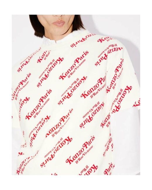 KENZO White All-Over Logo Printed Oversize T-Shirt for men
