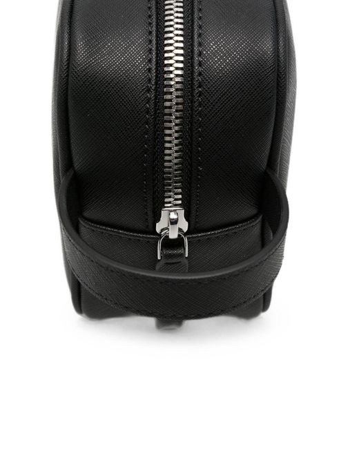 Emporio Armani Black Logo-Plaque Wash Bag for men