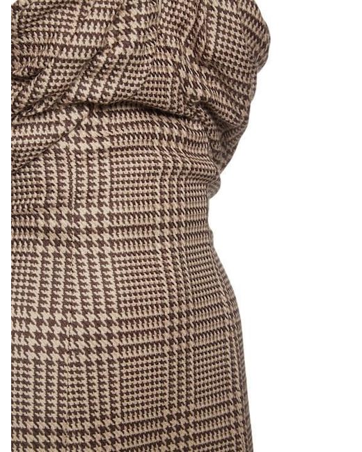 GIUSEPPE DI MORABITO Brown Prince Of Wales Wool Halter Neck Dress