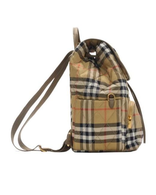 Burberry Natural Horseshoe Checked Quilted Backpack for men