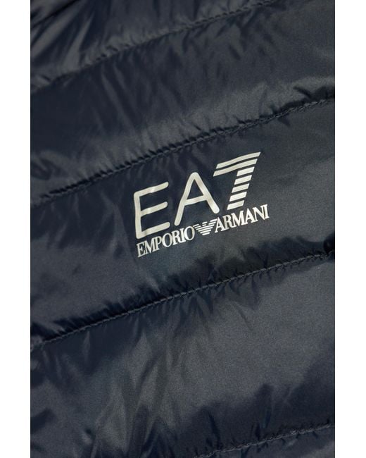EA7 Blue Logo Printed Quilted Padded Gilet for men