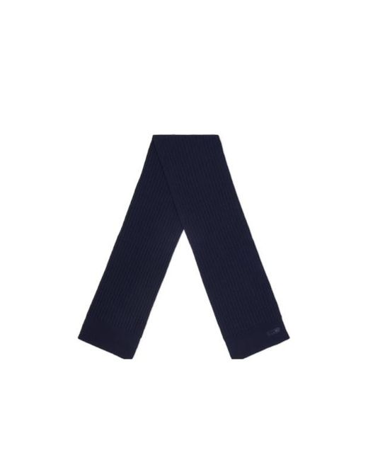 Gucci Blue Knit Wool Scarf With Logo for men