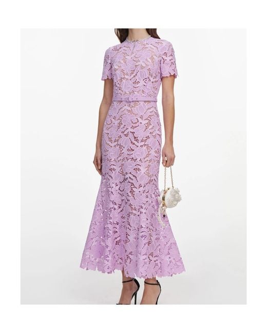 Self-Portrait Purple Lace Midi Dress