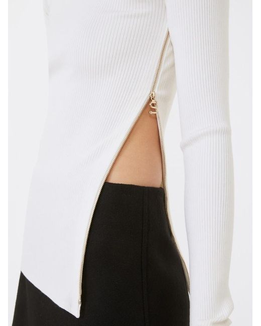 Sportmax White Pinna Zip-Detailed Jumper